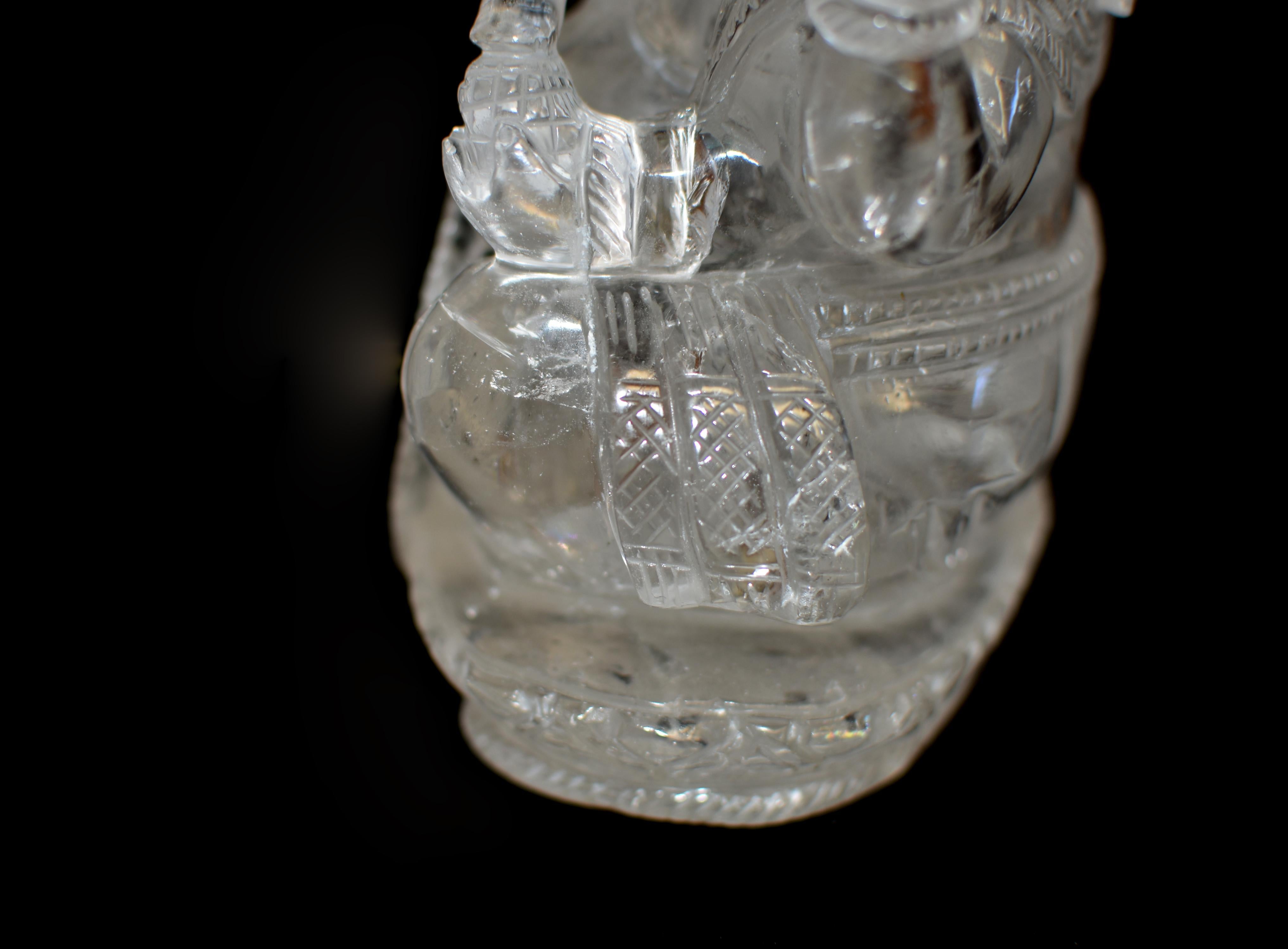 Statue de Ganesh en cristal de roche et quartz 5 lb en vente 11