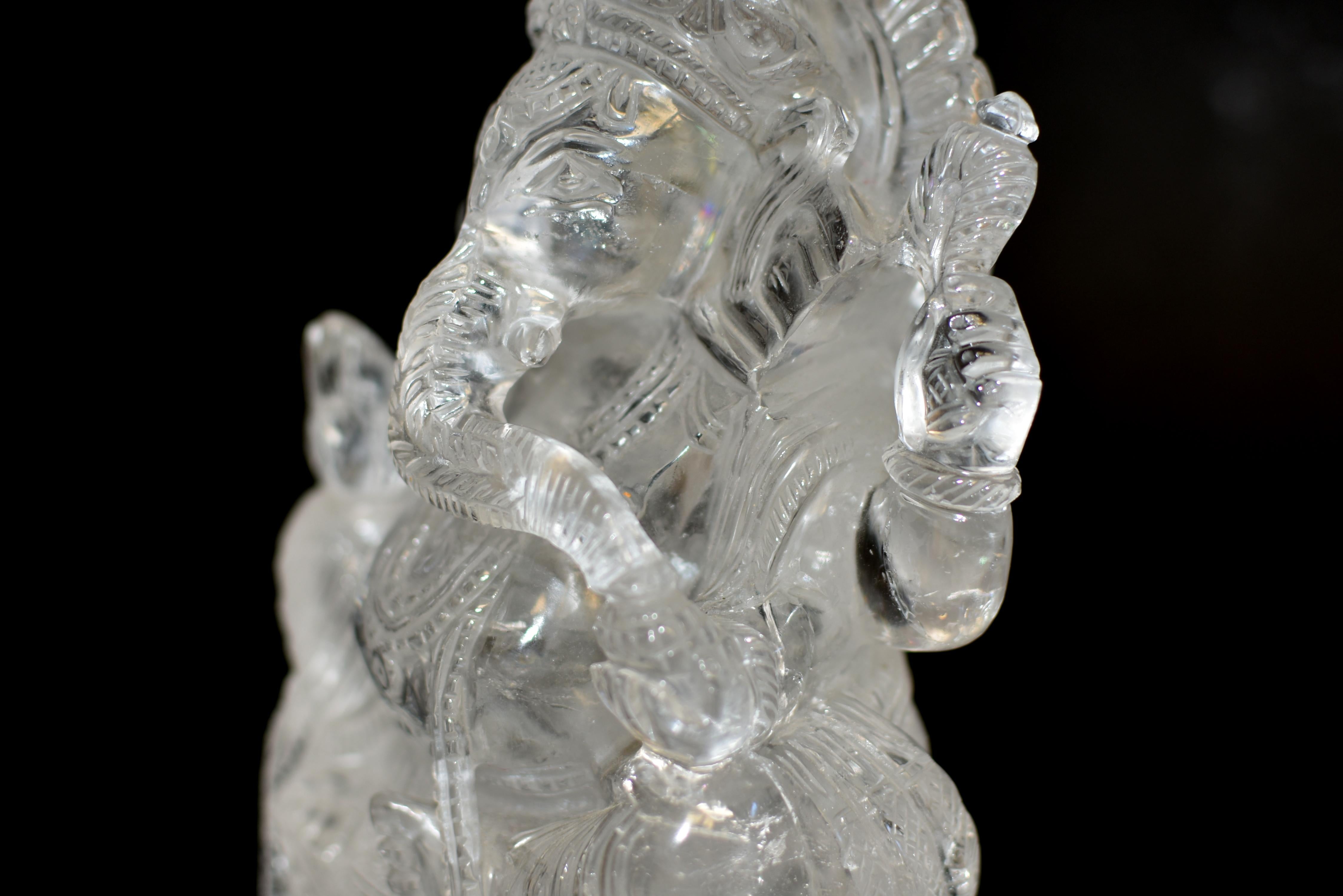 Statue de Ganesh en cristal de roche et quartz 5 lb en vente 12