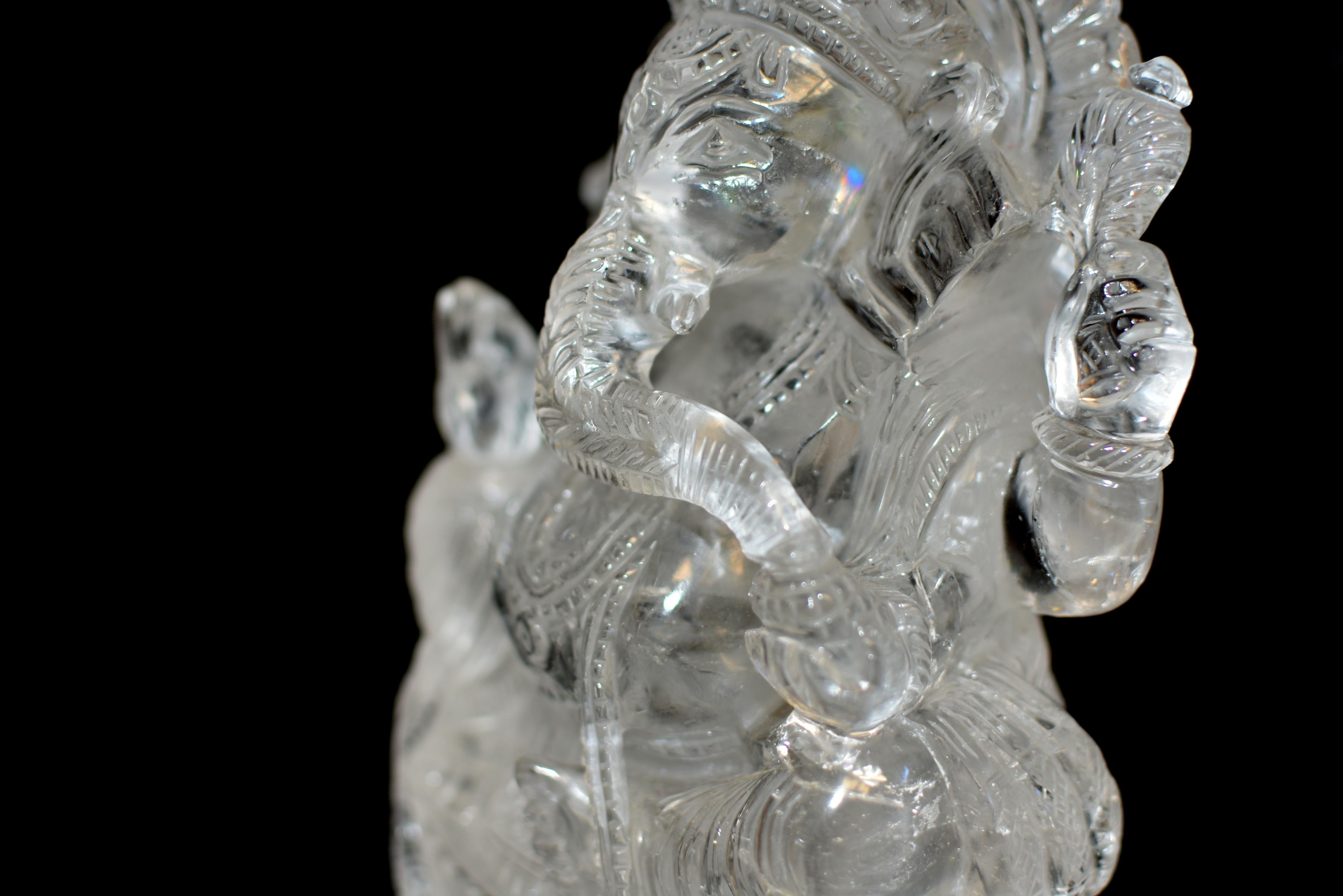 Statue de Ganesh en cristal de roche et quartz 5 lb en vente 13