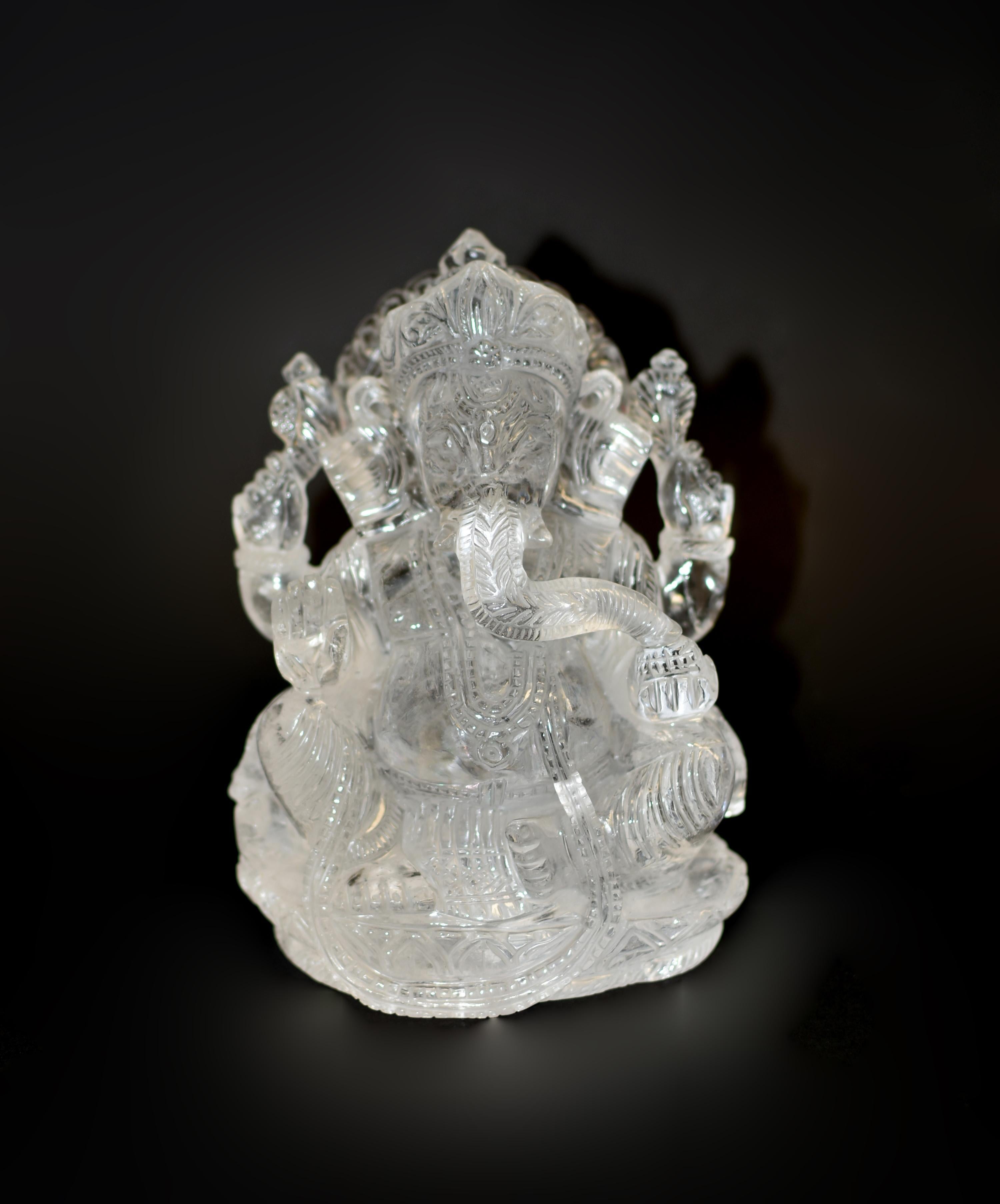 Indien Statue de Ganesh en cristal de roche et quartz 5 lb en vente