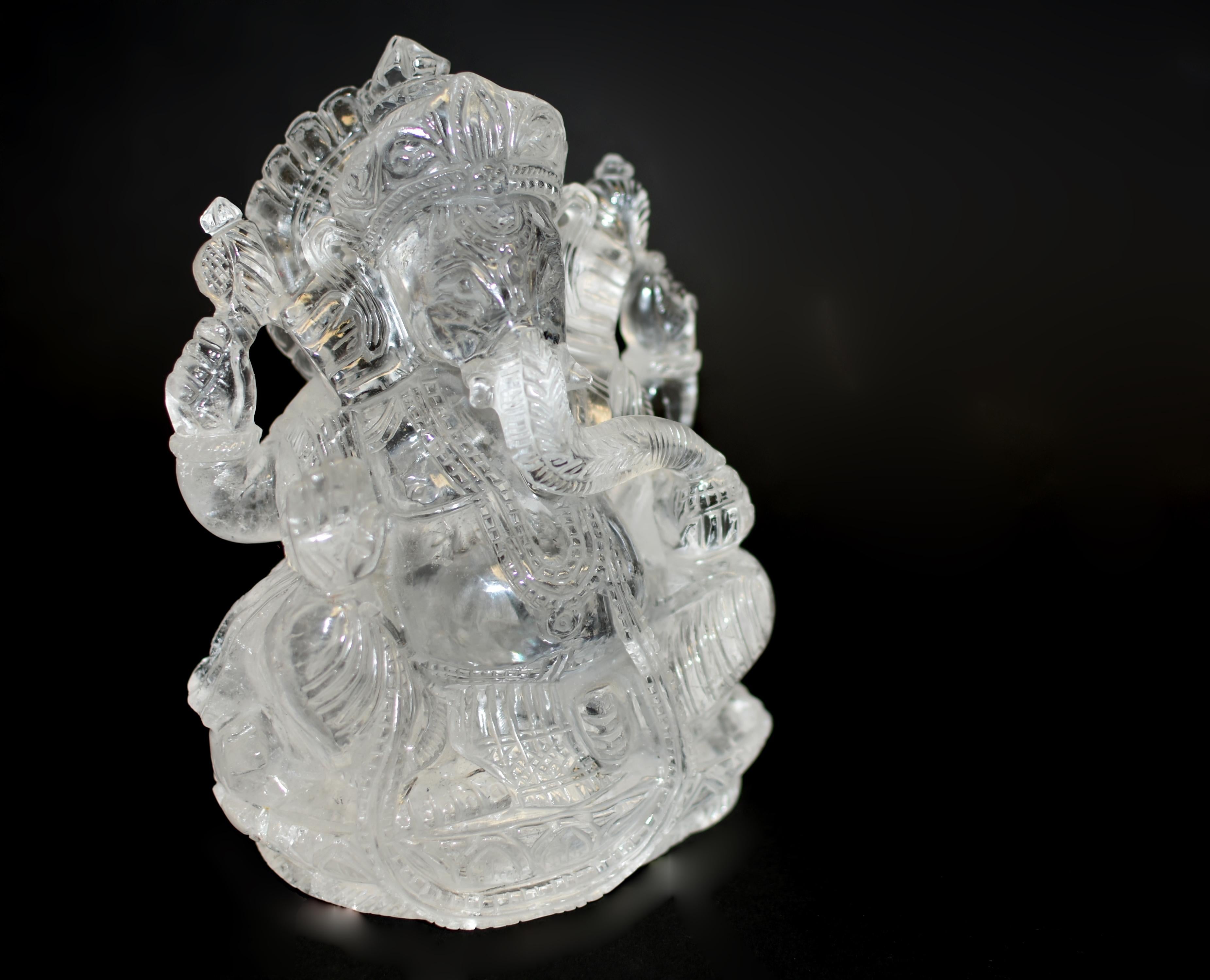 Statue de Ganesh en cristal de roche et quartz 5 lb Excellent état - En vente à Somis, CA