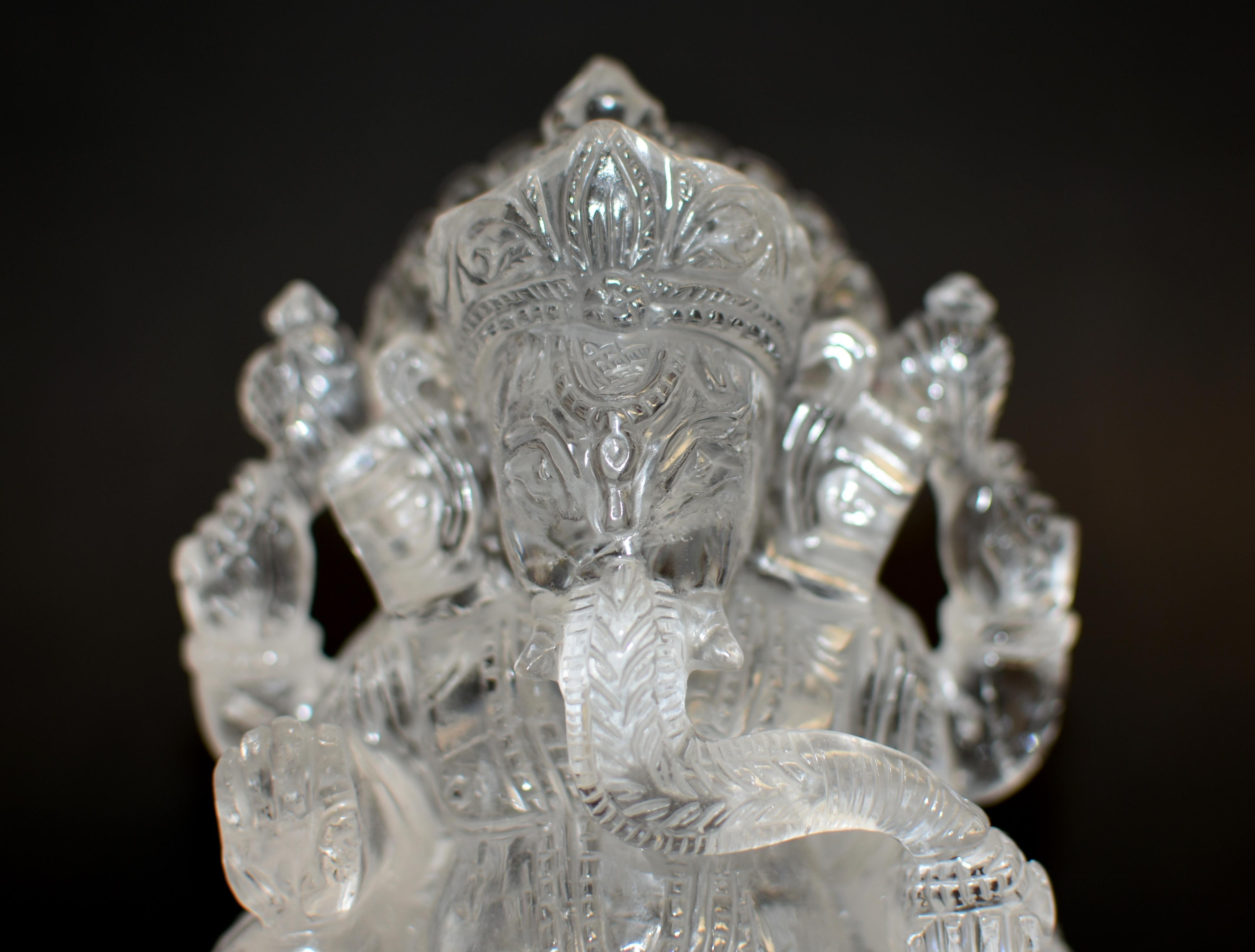 Quartz Statue de Ganesh en cristal de roche et quartz 5 lb en vente
