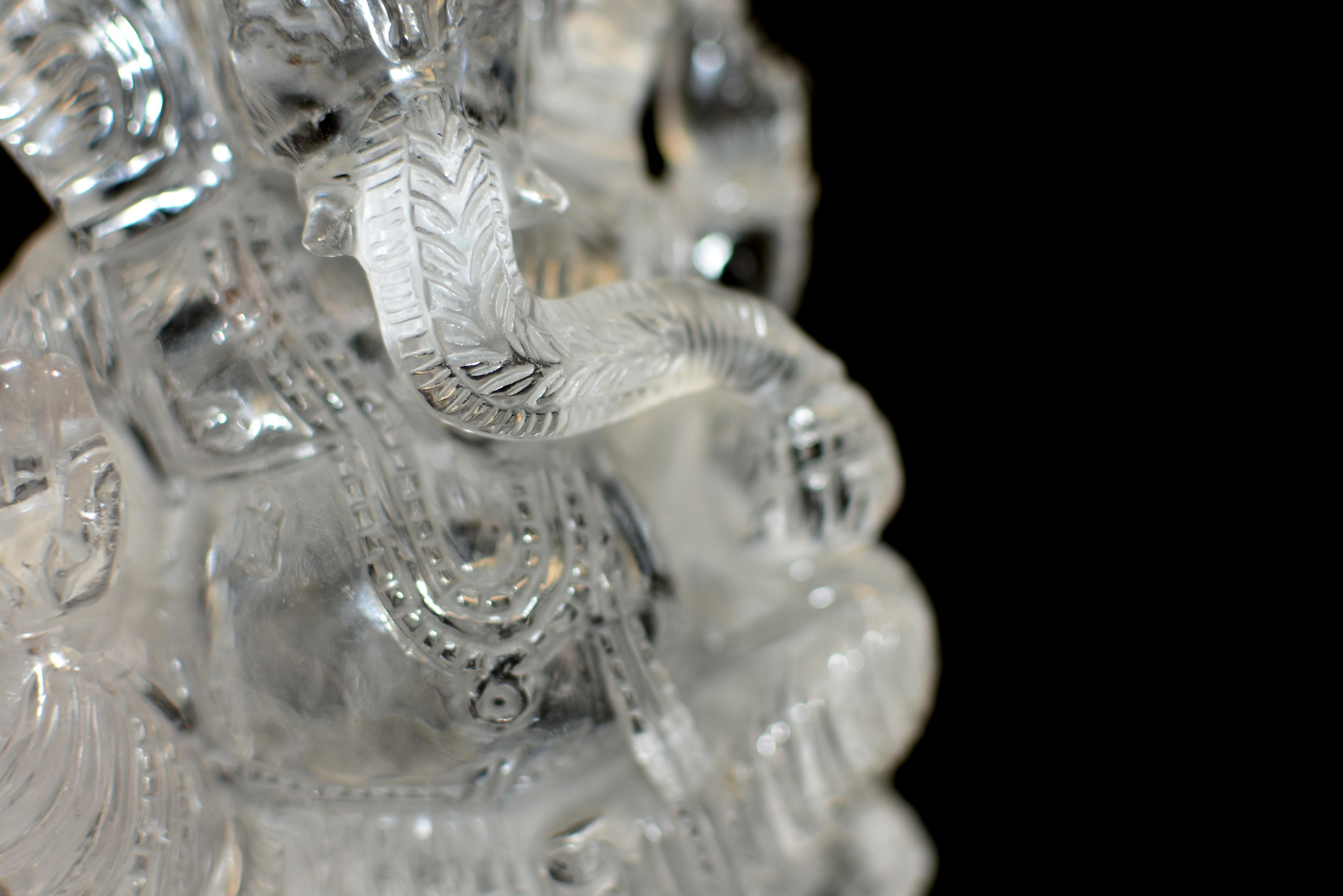 Statue de Ganesh en cristal de roche et quartz 5 lb en vente 1