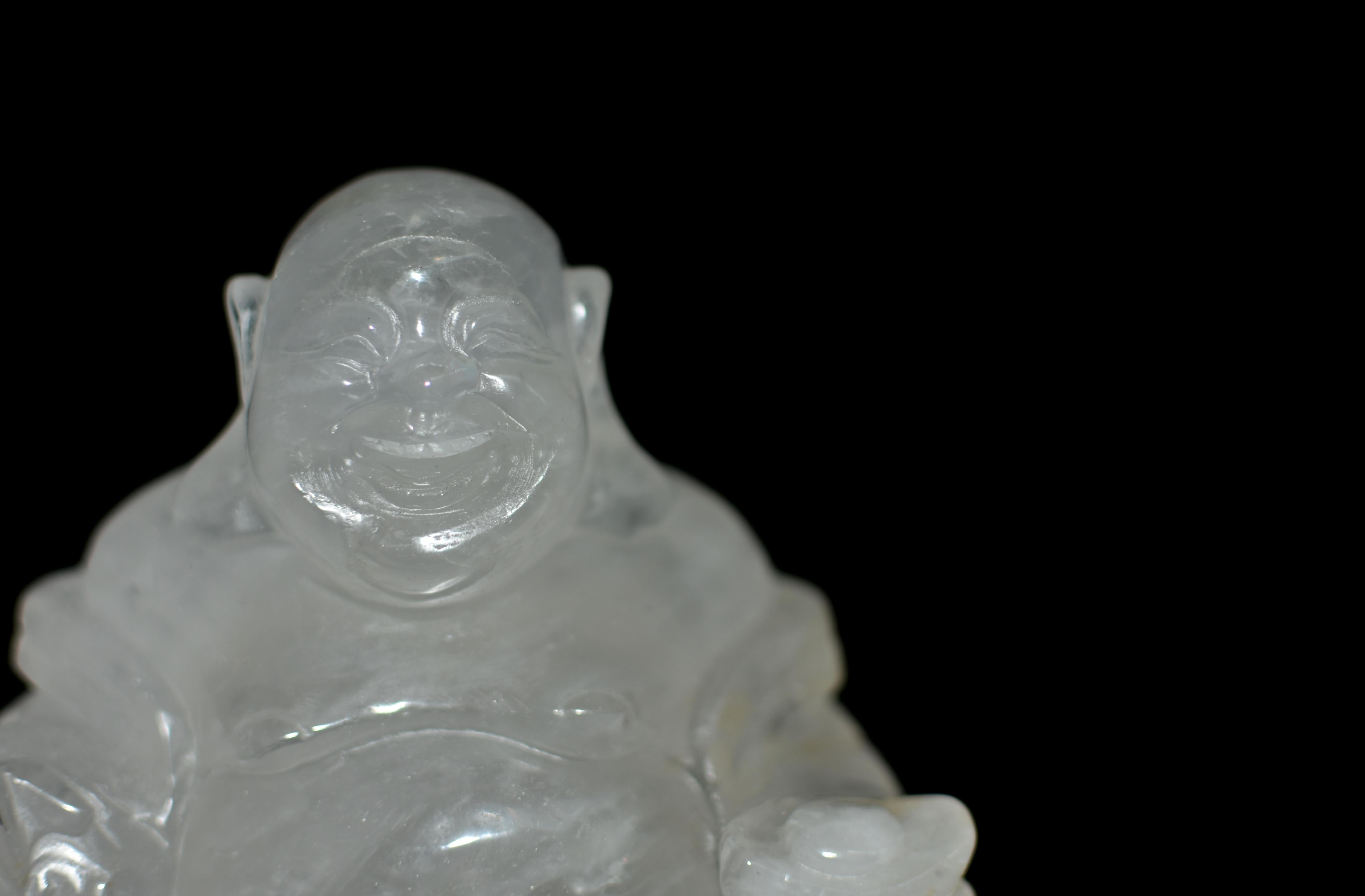 Rock Crystal Quartz Happy Buddha Statue 6