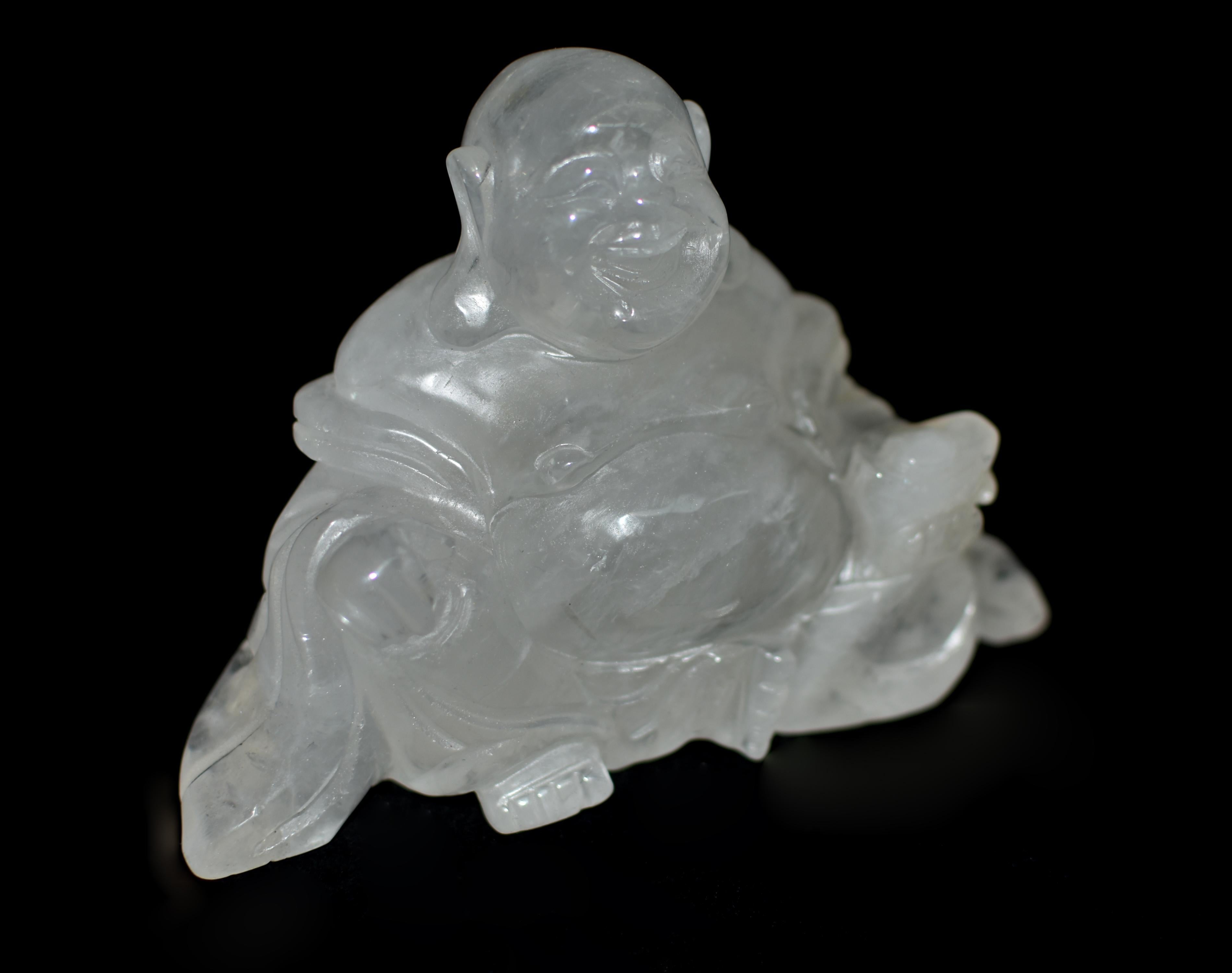 Rock Crystal Quartz Happy Buddha Statue For Sale 1