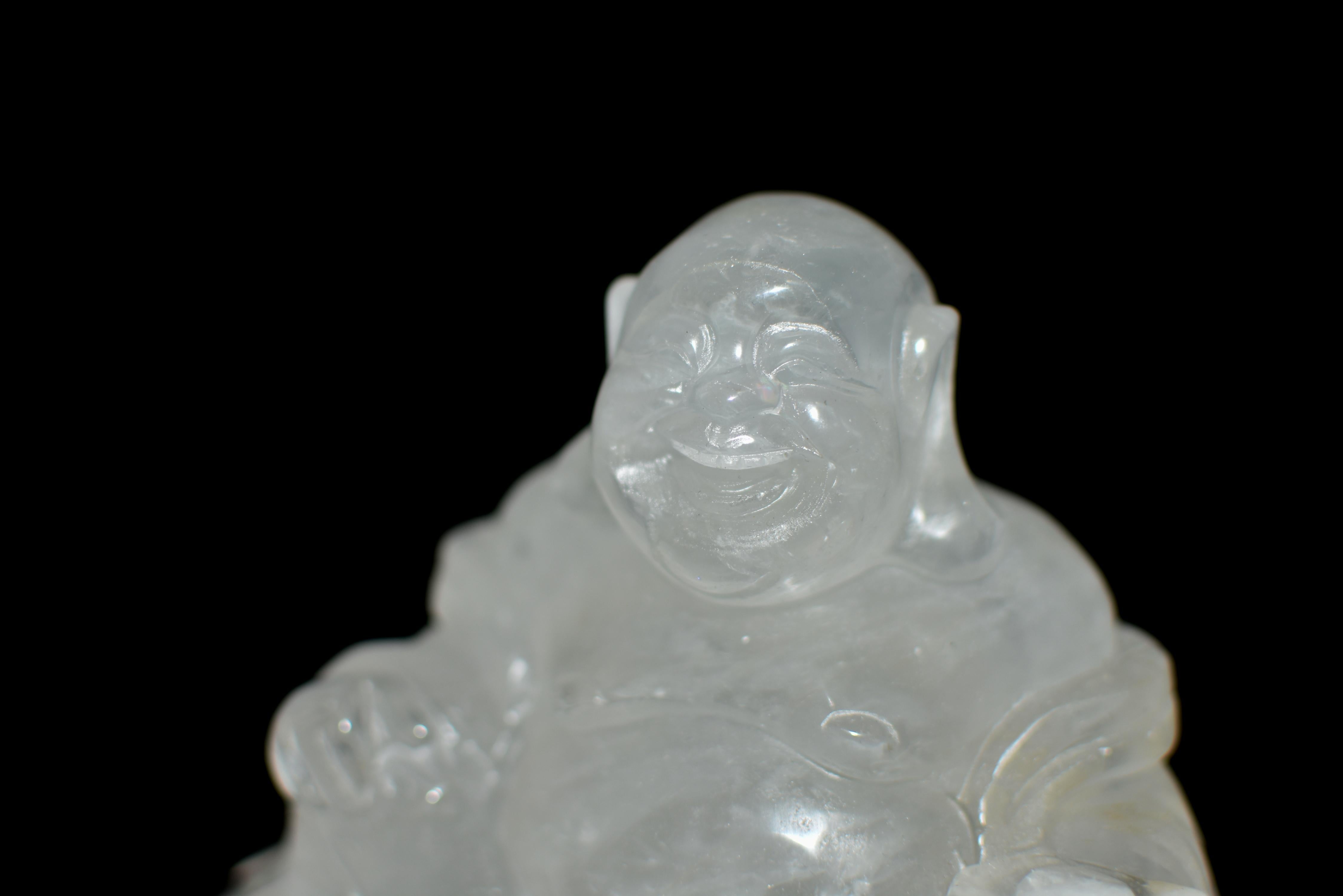 Rock Crystal Quartz Happy Buddha Statue For Sale 2