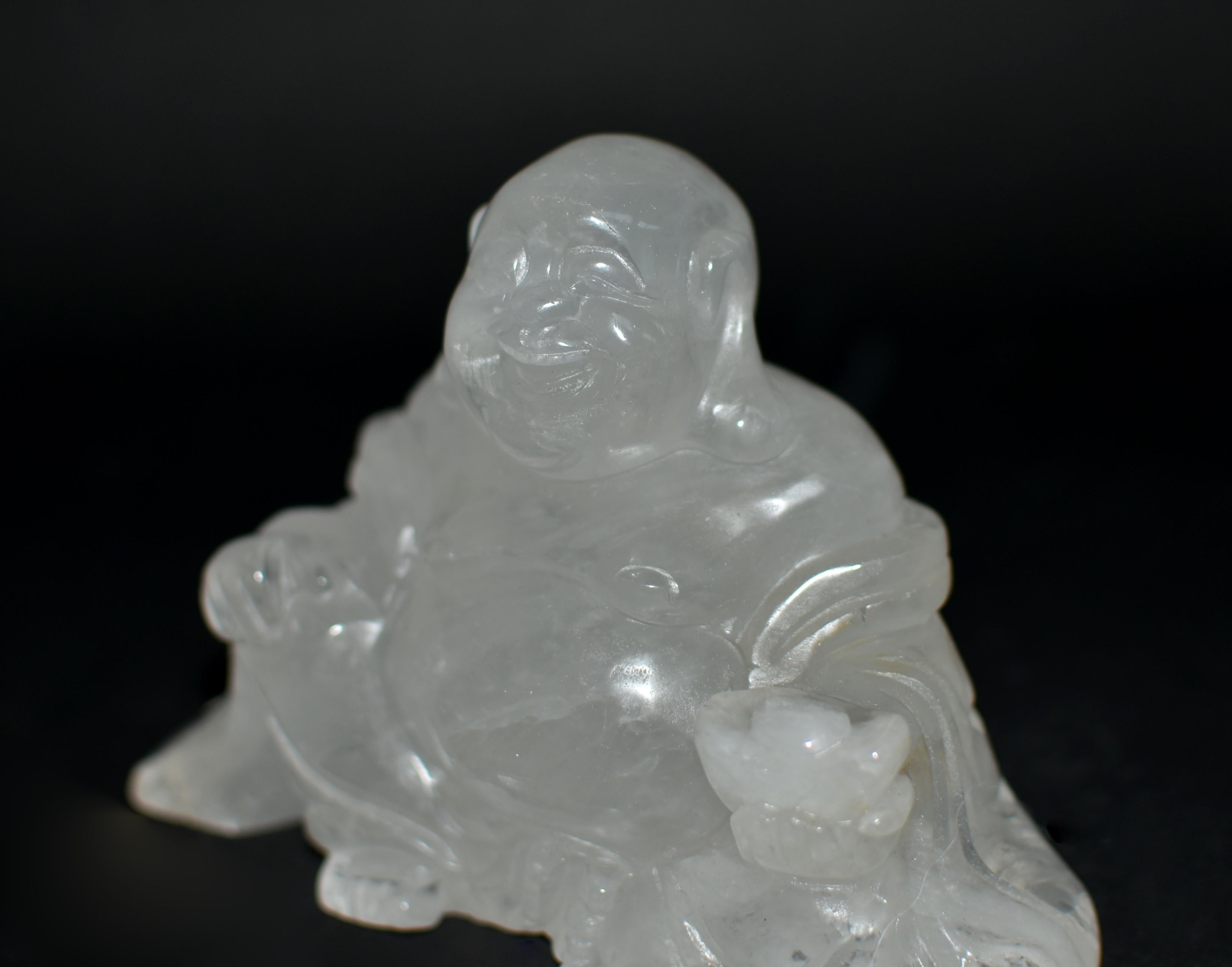 Rock Crystal Quartz Happy Buddha Statue For Sale 3