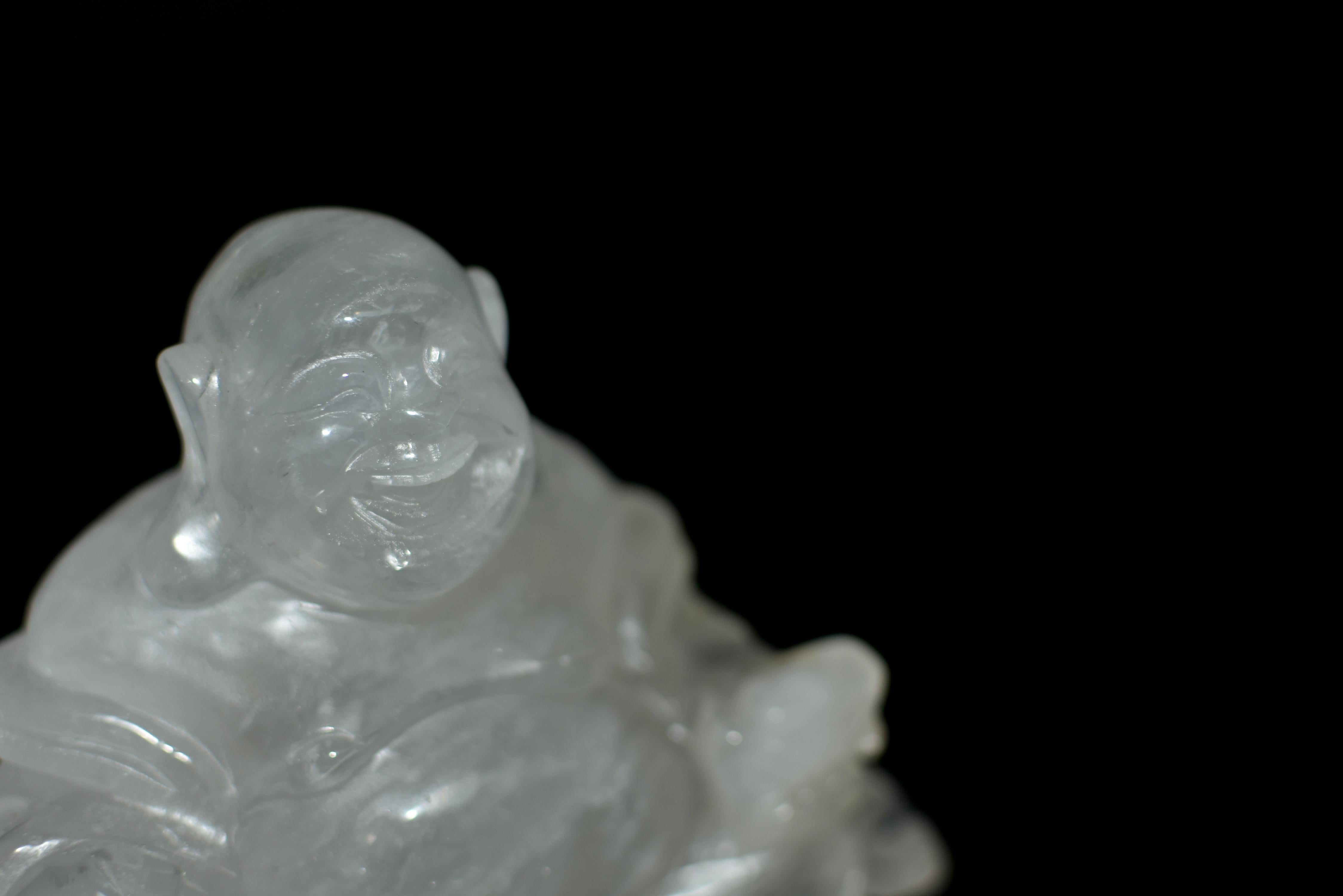 Rock Crystal Quartz Happy Buddha Statue For Sale 4