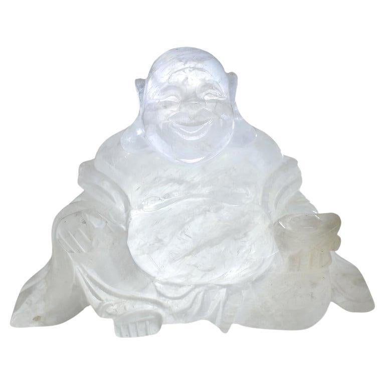 Happy Buddha-Statue aus Bergkristallquarz im Angebot