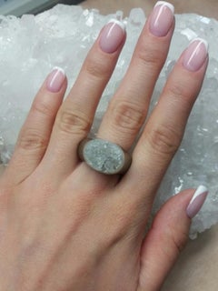 Rock crystal ring solid Stone Bicolor Uncut Clear Quartz Crystals Healing Unisex