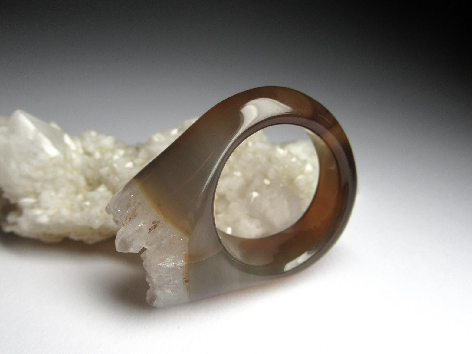 Bague en cristal de roche solide Bicolor Uncut Clear Quartz Crystals Heal's Healing Unisex Neuf - En vente à Berlin, DE