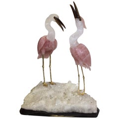 Bergkristall:: Rosenquarz und Tigerauge Flamingo-Gruppe