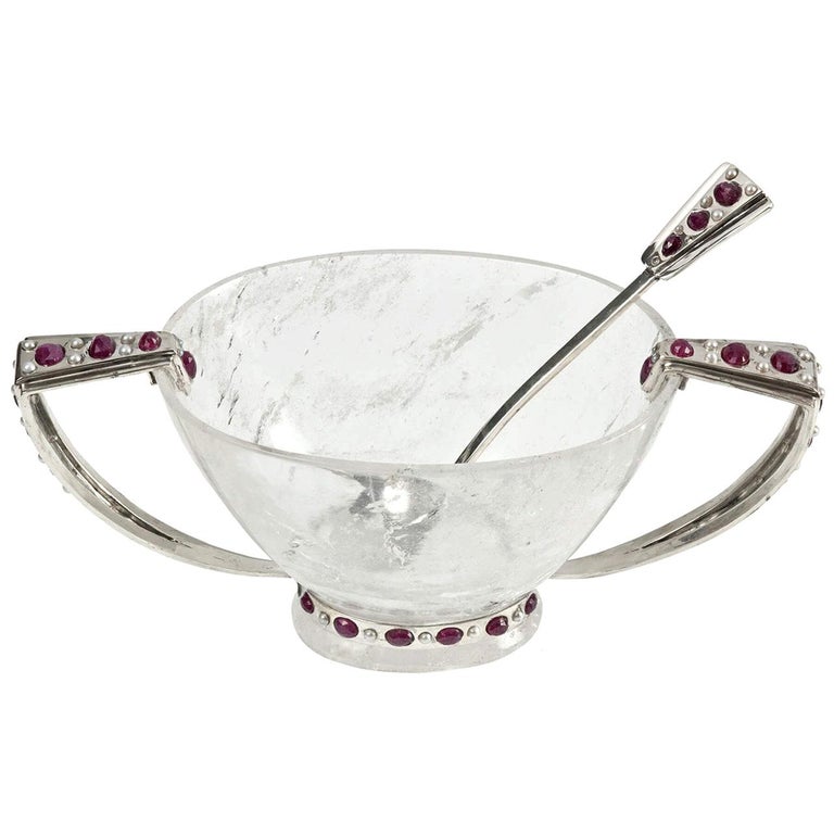 Rock Crystal Sauce Boat with Ladle For Sale at 1stDibs