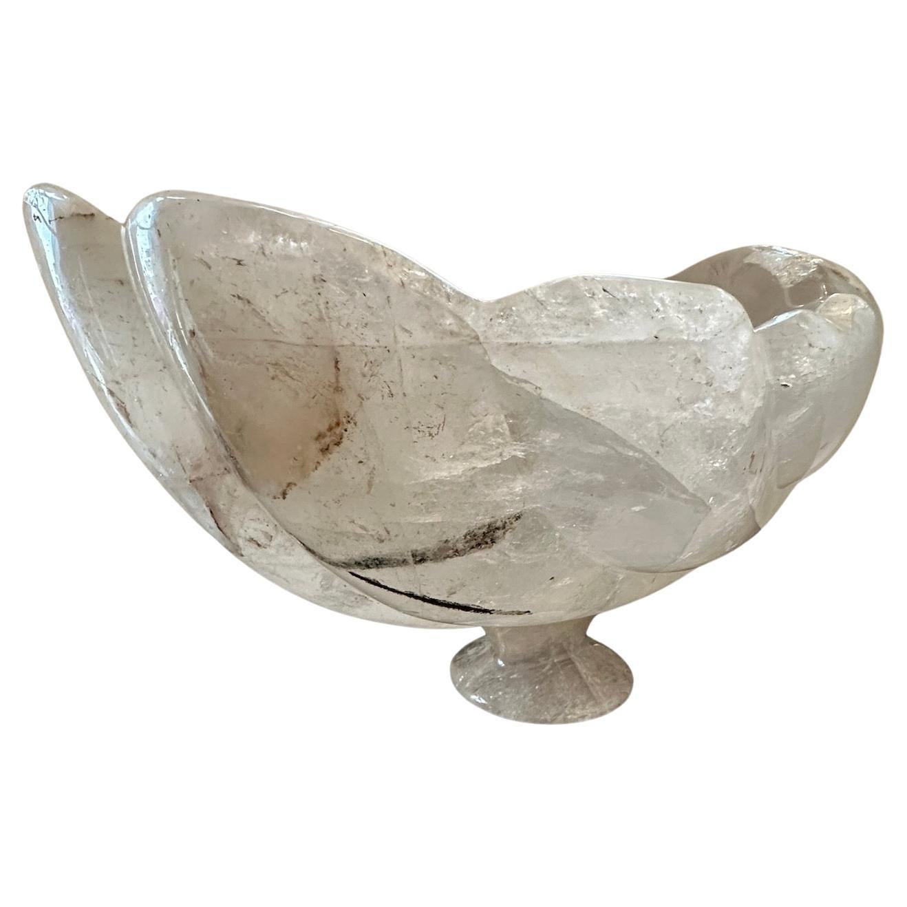 Hand-Carved Rock Crystal Shell Shaped Centerpiece Bowl For Sale