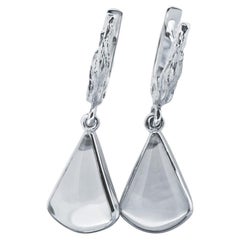 Boucles d'oreilles cristal de roche Silver Pure Clear Quartz Drop Shape natural Gemstone gift