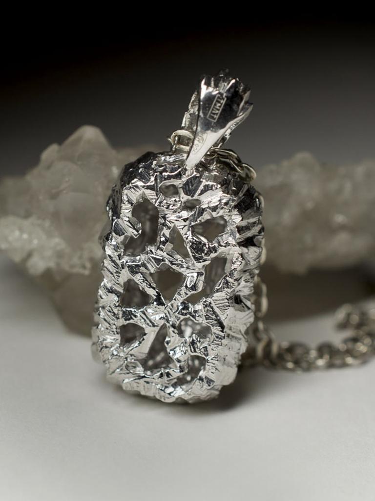Women's or Men's Rock Crystal Silver Pendant Baguette Cut Brazilian Pure Clear Quartz Gemstone For Sale