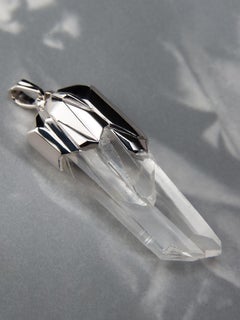 Rock Crystal Silver Pendant Raw Uncut Clear Quartz Unique Natural Gem Healing