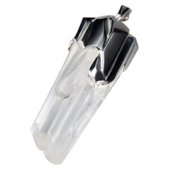Rock Crystal Silver Pendant Raw Uncut Clear Quartz Unique Natural Gem Healing