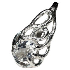 Cristal de roche Silver Pendentifs Pure Clear Quartz Natural Gemstone gift vintage