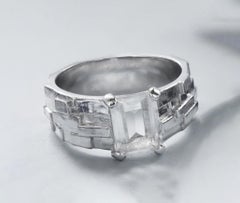 Rock Crystal Silver Ring Natural Gemstone 6.5 size unisex ring statement