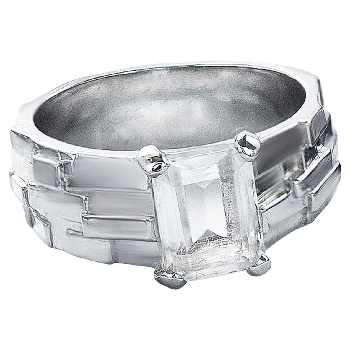 Rock Crystal Silver Ring Natural Gemstone 6.5 size unisex ring statement