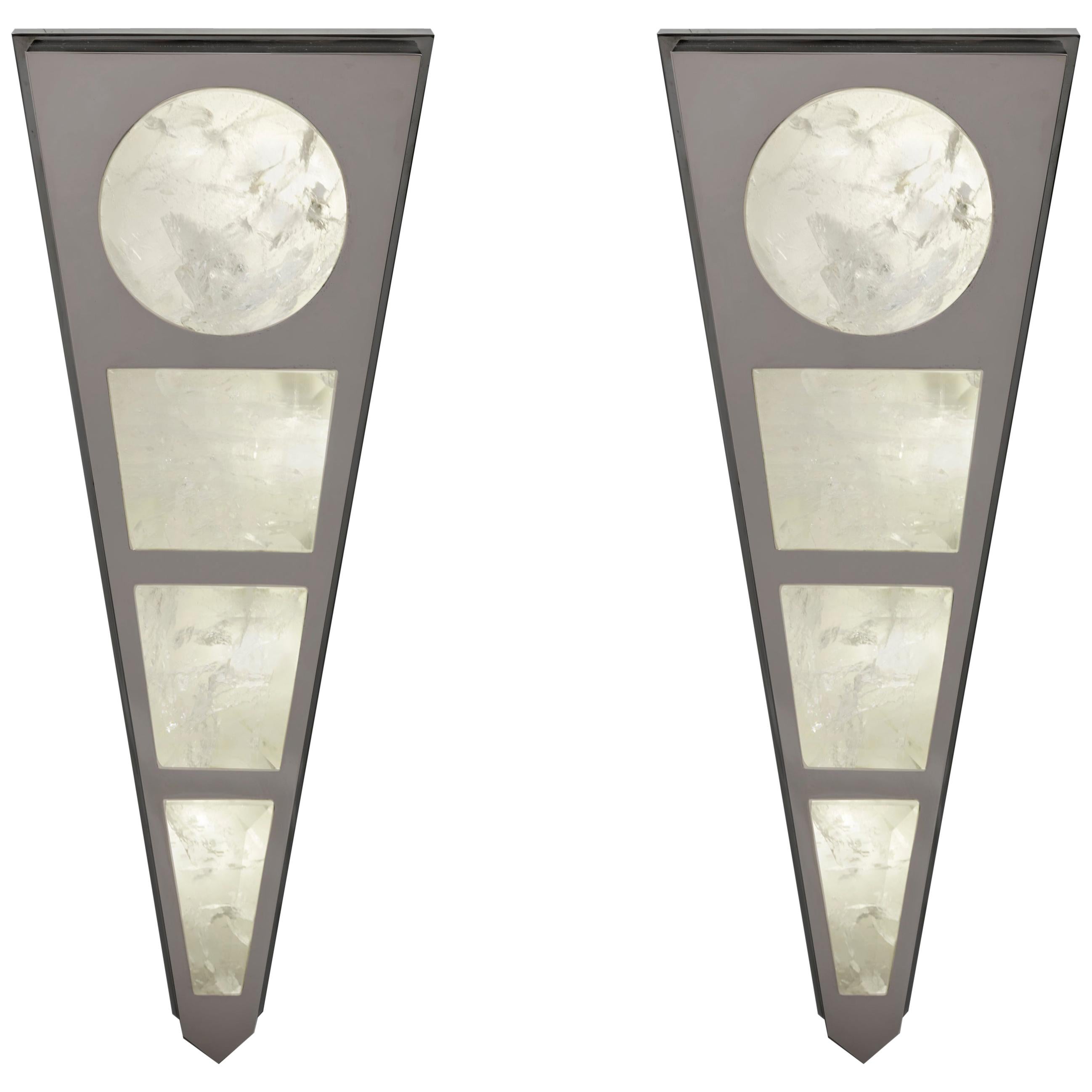 Rock Crystal Silver Wall Light Moon Model II by Alexandre Vossion