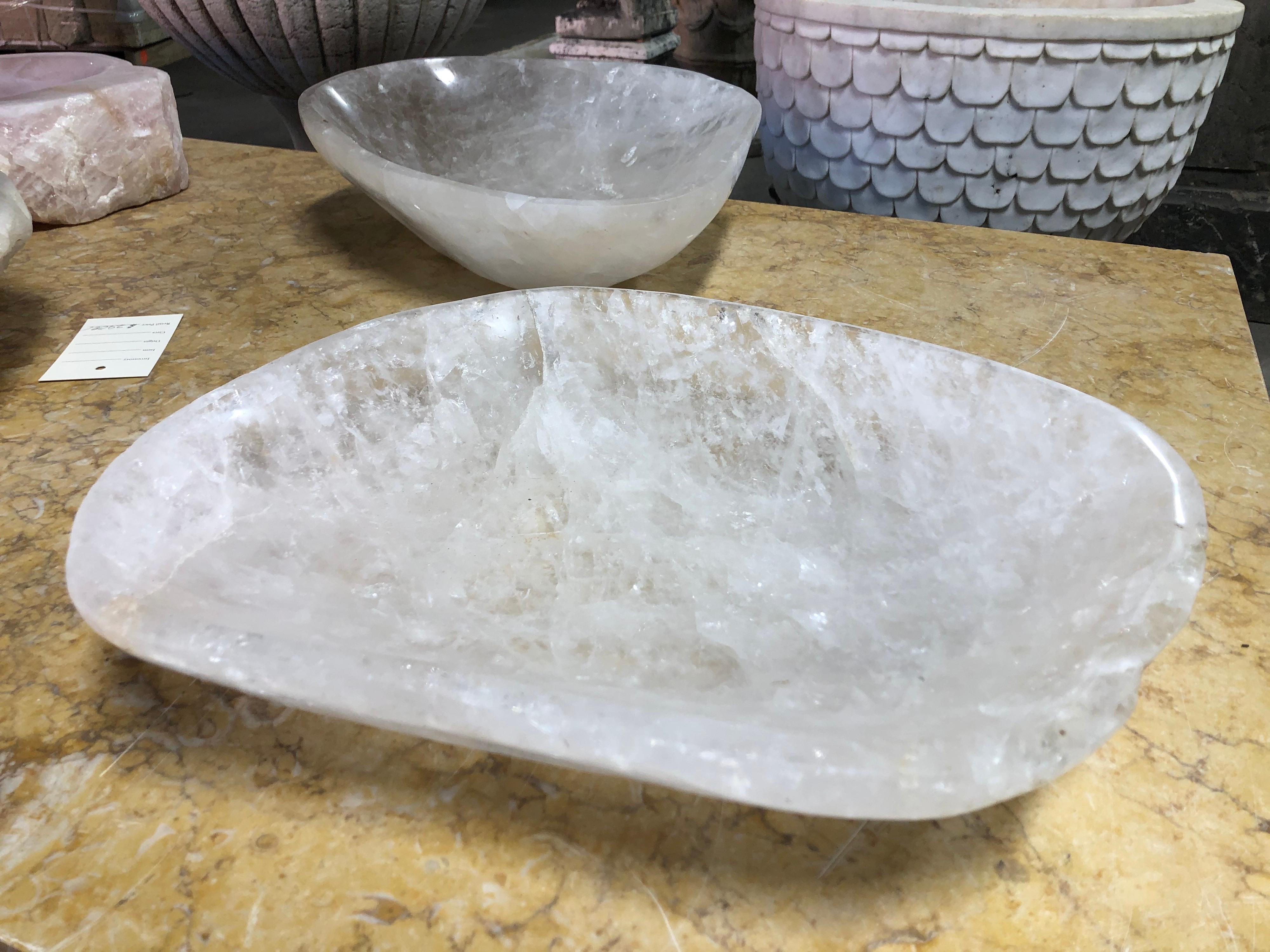 Contemporary Rock Crystal Sink from South America In Good Condition For Sale In Dallas, TX