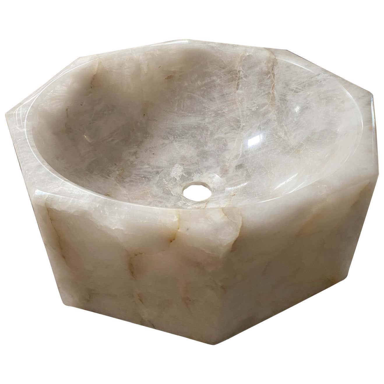 Contemporary Octagonal Rock Crystal Sink from Brazil at 1stDibs