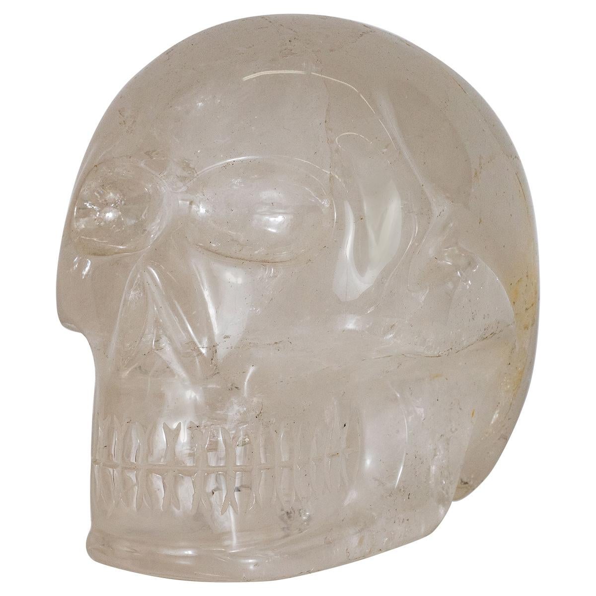 Rock crystal skull sculpture.