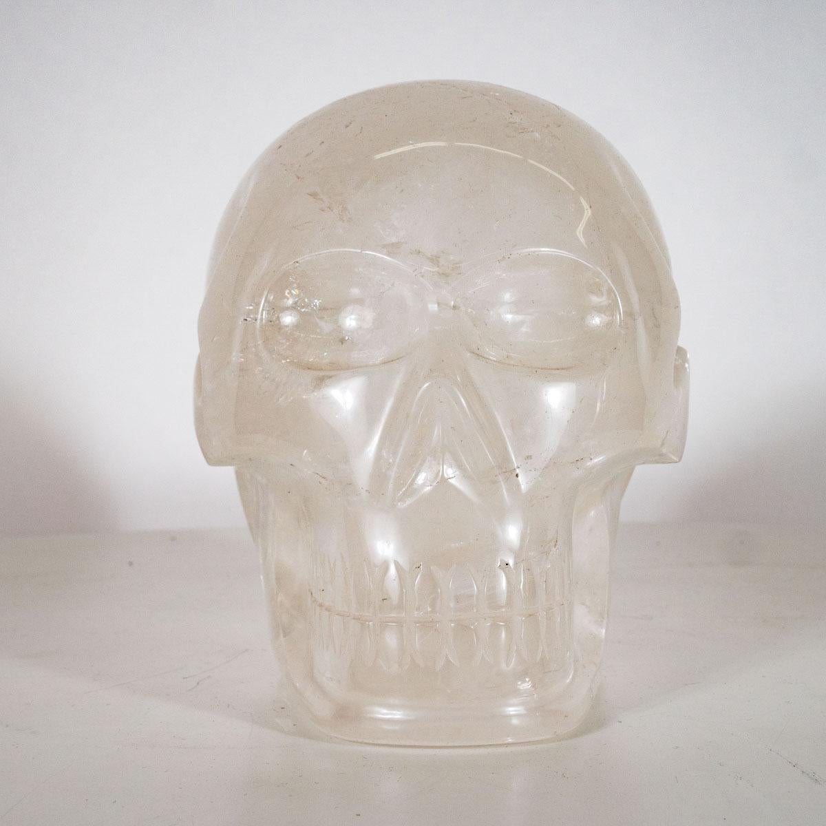 Modern Rock Crystal Skull Sculpture For Sale