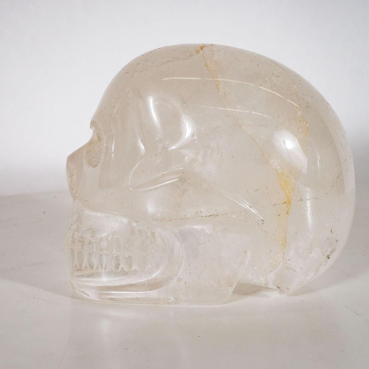 Bergkristall-Totenkopf-Skulptur (Ende des 20. Jahrhunderts) im Angebot