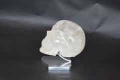 Rock Crystal Skull with Stainless Steel Stand