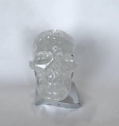 Rock Crystal Skull with Stainless Steel Stand