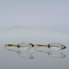 Rock Crystal Smooth Teardrop Gold Earrings