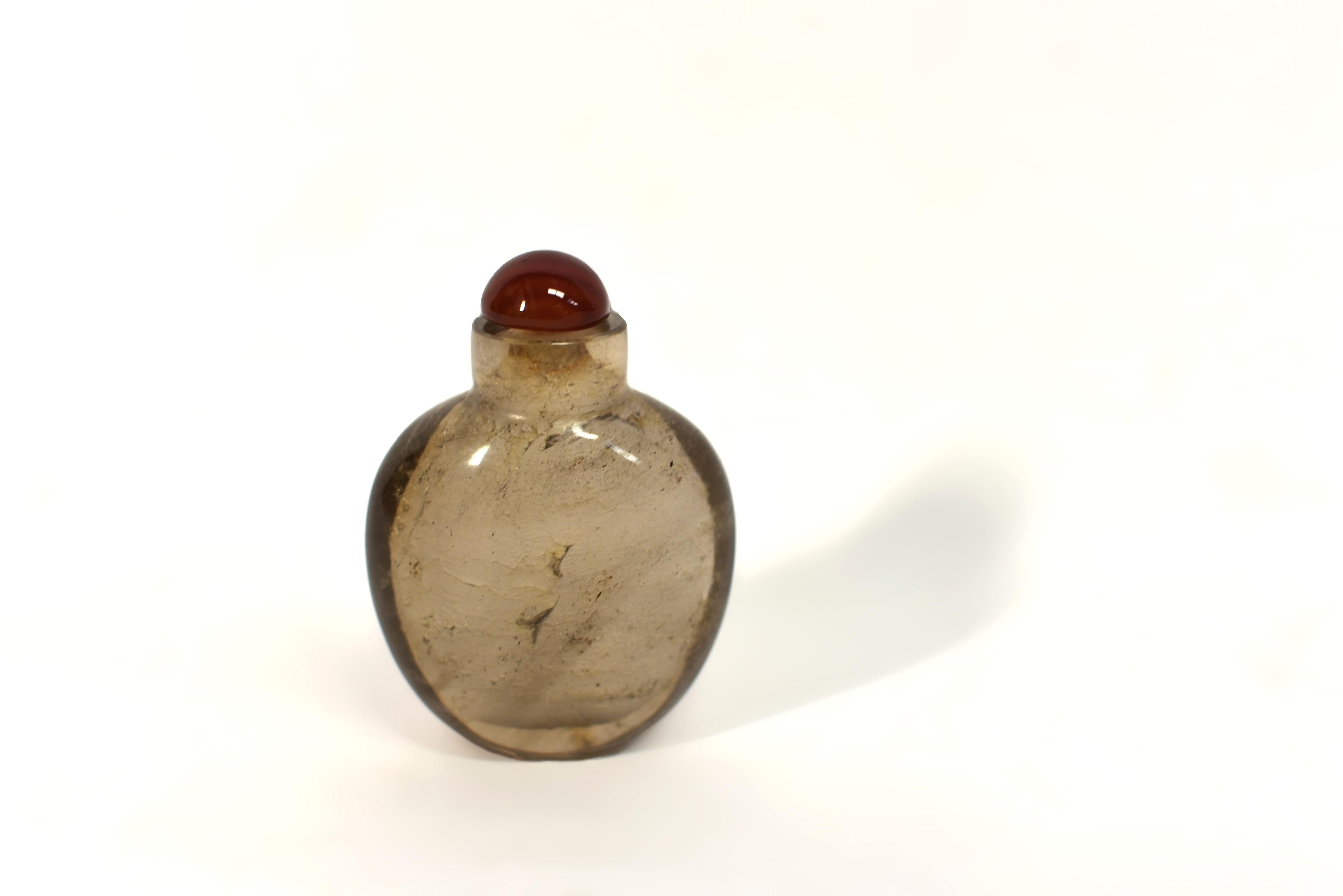 Agate Tabatière en cristal de roche avec couvercle en agate en vente