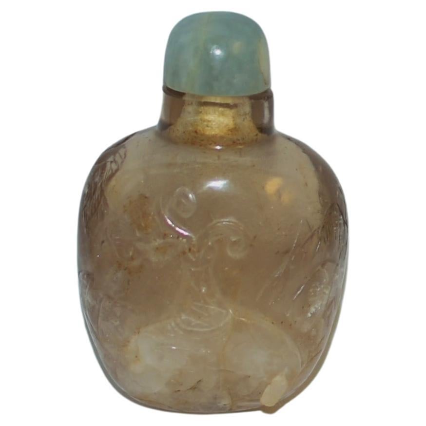 Rock Crystal Snuff Bottle with Blue Calcite 