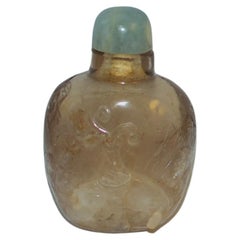 Vintage Rock Crystal Snuff Bottle with Blue Calcite 