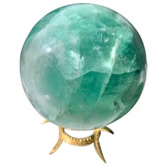 Rock Crystal Sphere on Gold Stand
