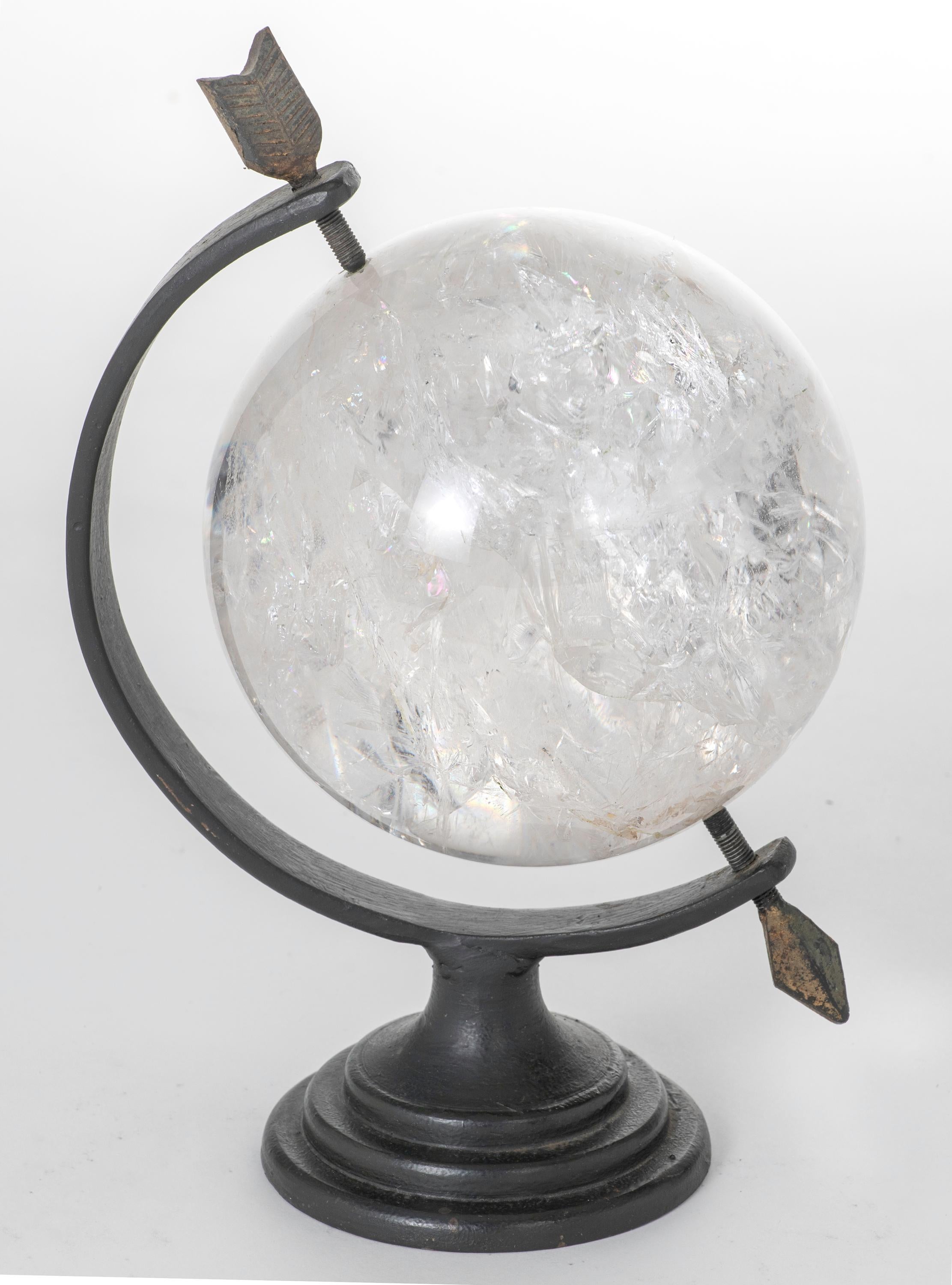 20th Century Rock Crystal Sphere on Stand