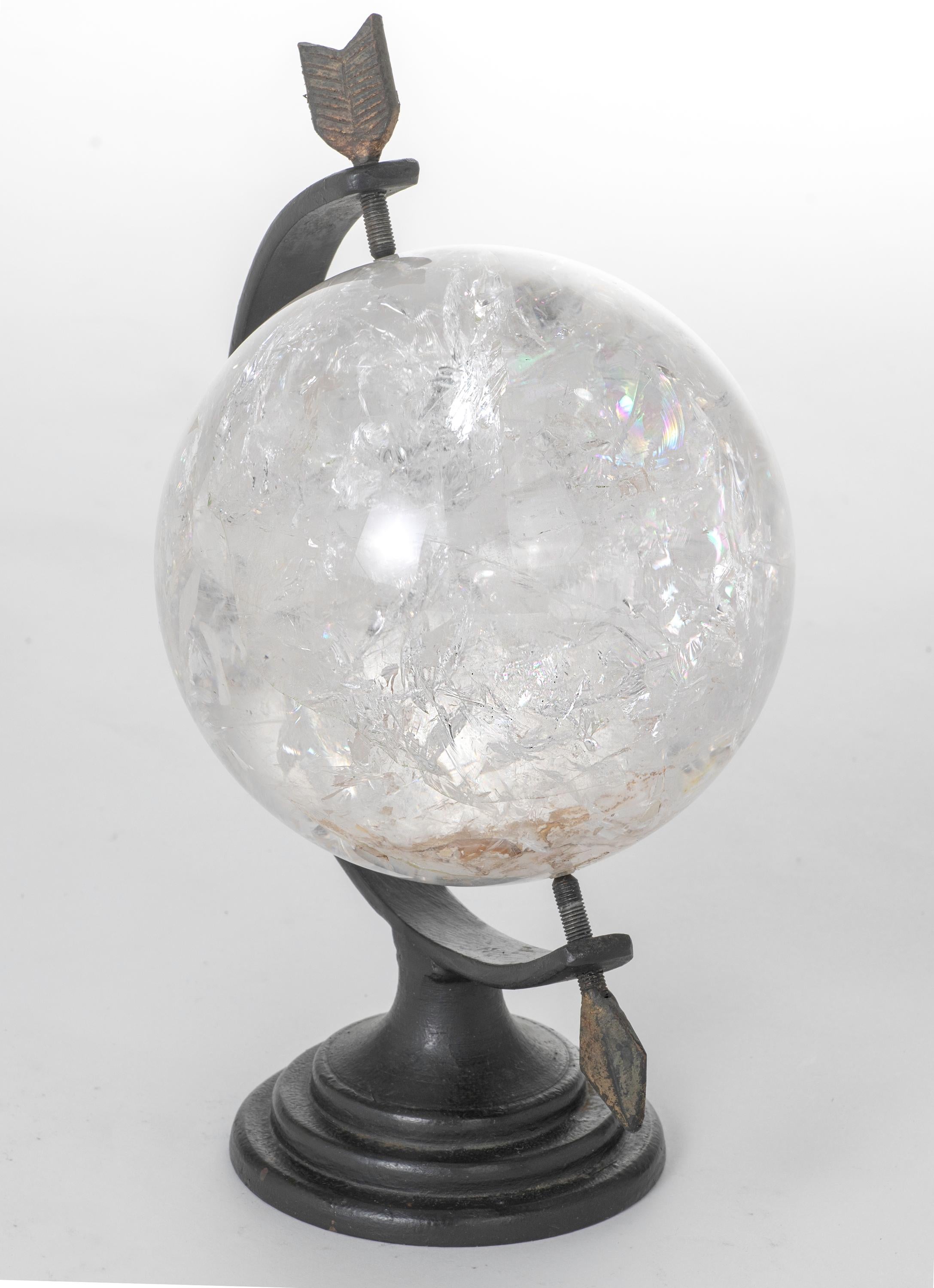 Quartz Rock Crystal Sphere on Stand