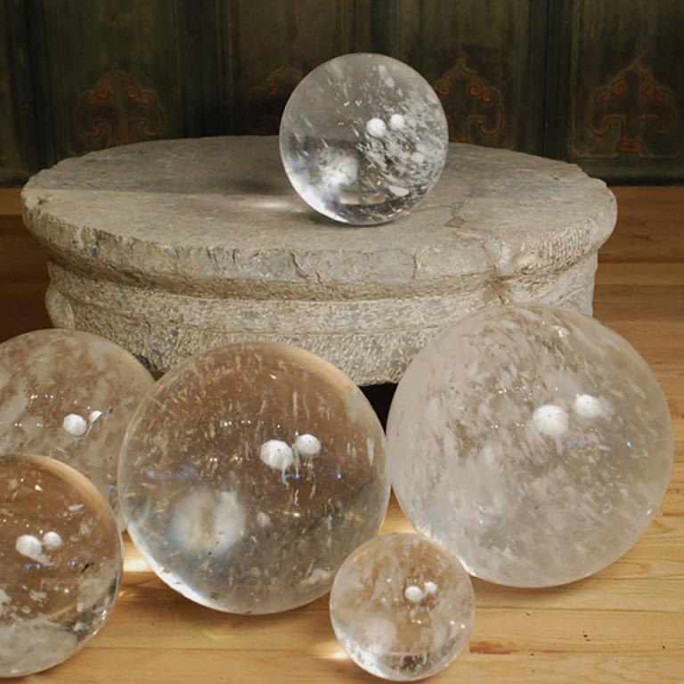 Chinese Rock Crystal Sphere Sculpture