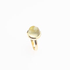 Rock Crystal Sphere Stepped Cabochon 18 Karat Yellow Gold Artisan Cocktail Ring