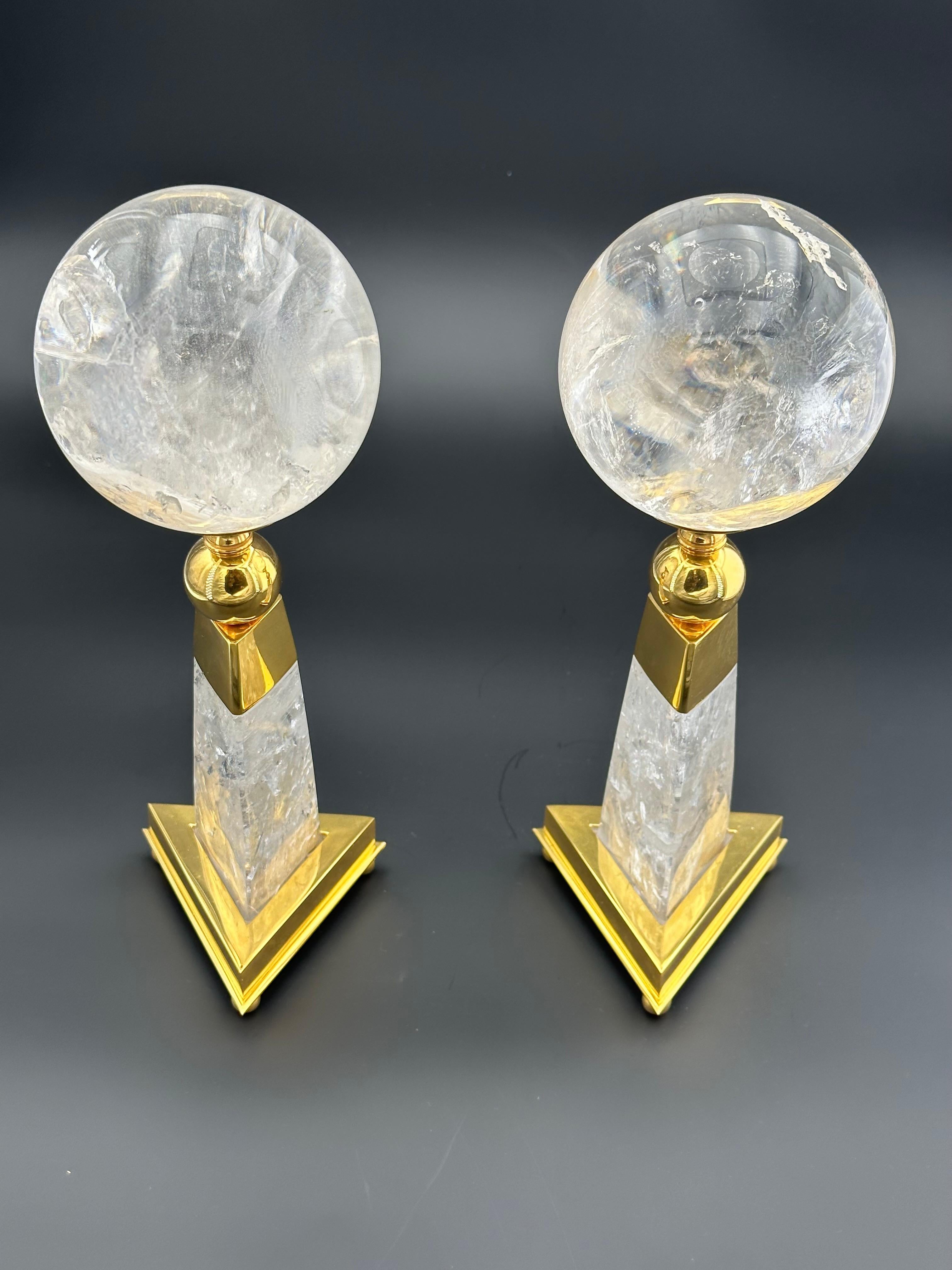 Modern Rock Crystal Spheres . For Sale