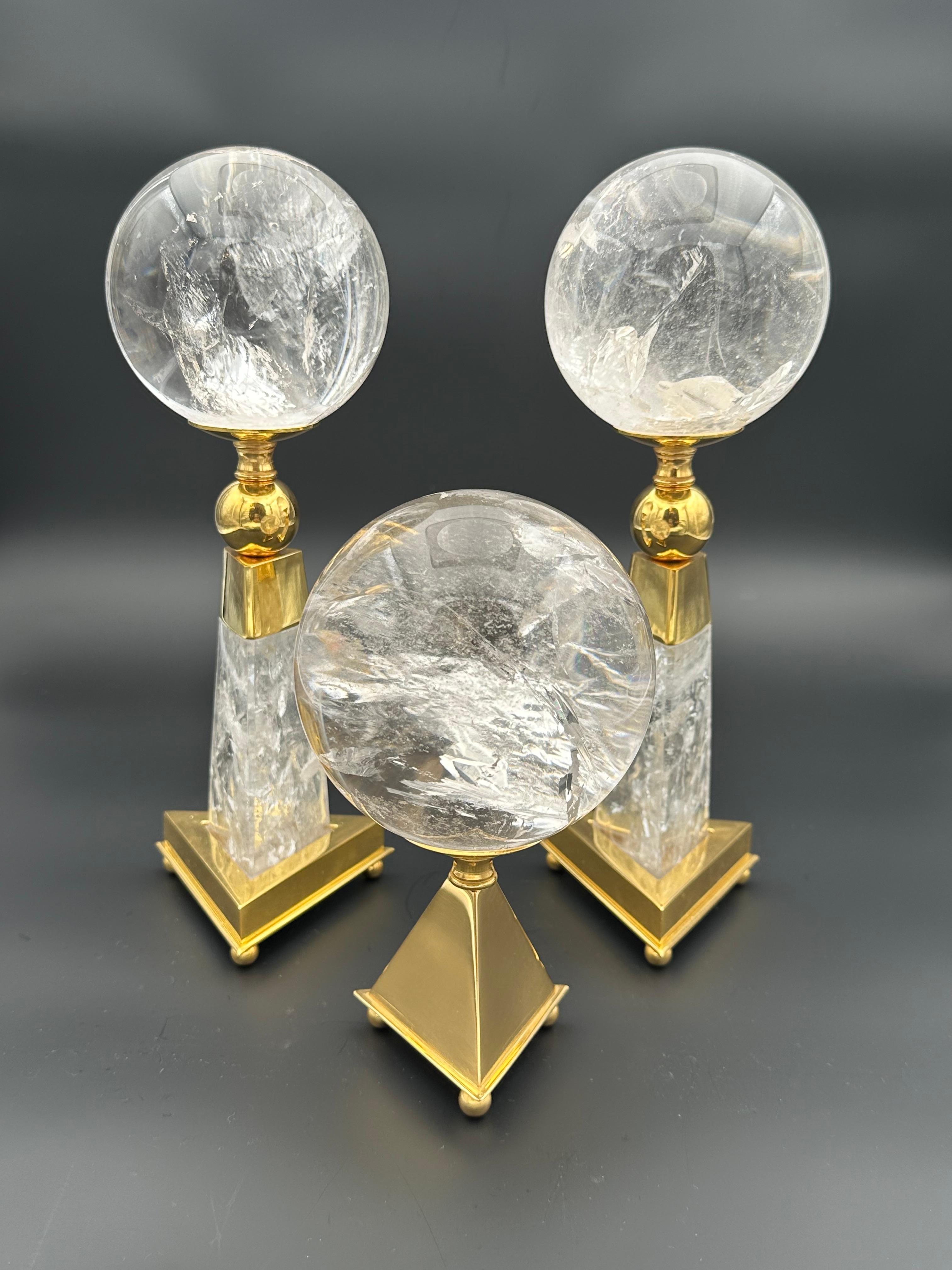 Contemporary Rock Crystal Spheres . For Sale