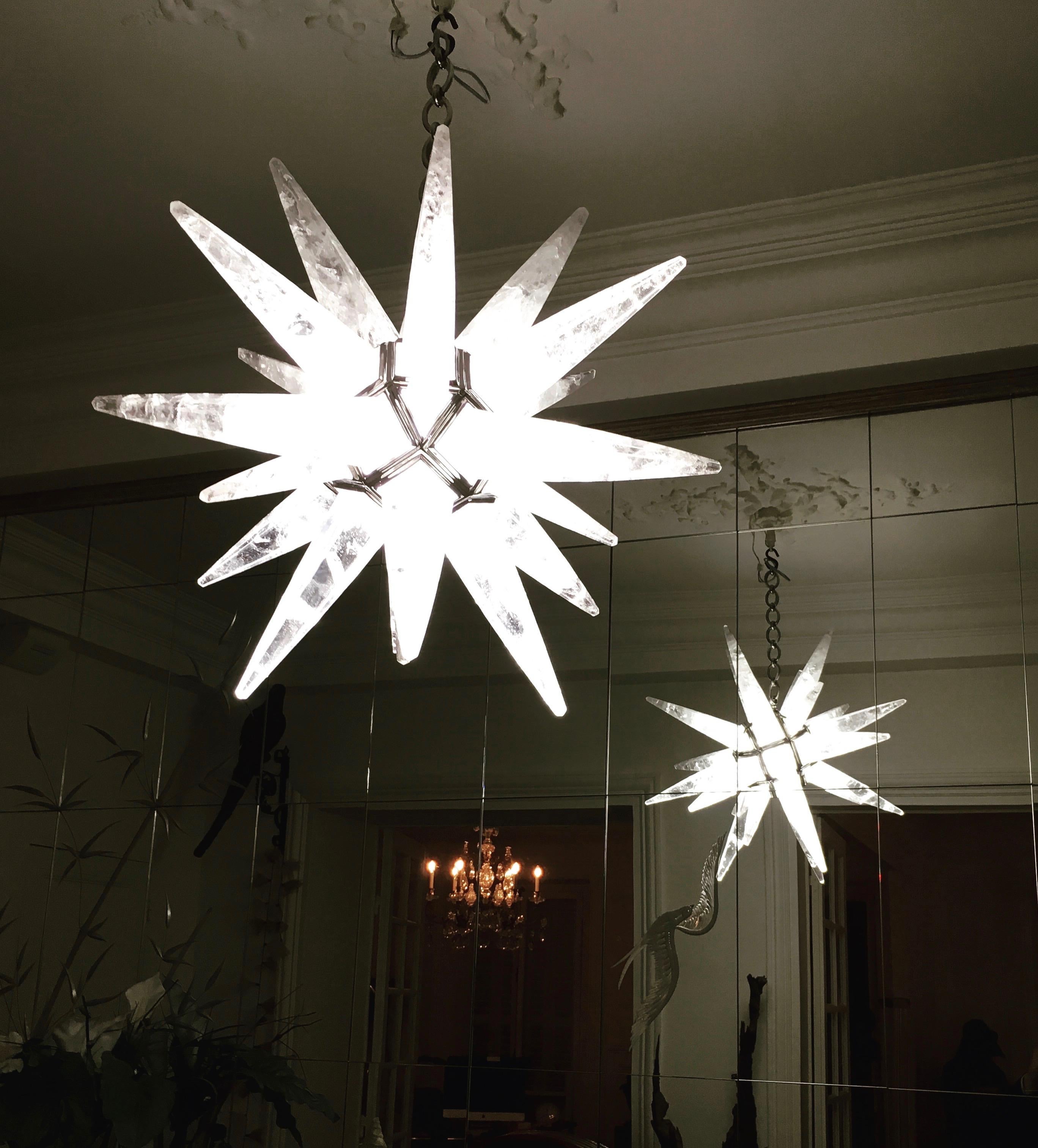 Rock Crystal Star Chandelier by Alexandre Vossion For Sale 2