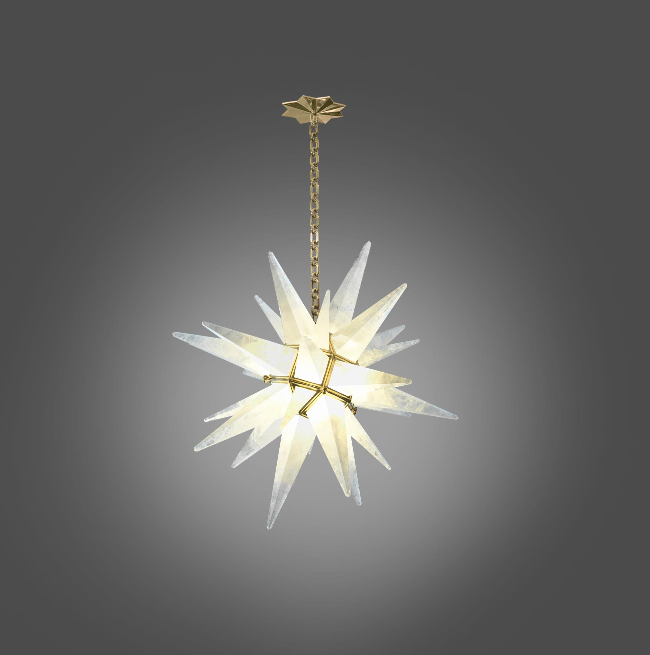 Contemporary STAR30 Rock Crystal Star Chandeliers by Phoenix For Sale
