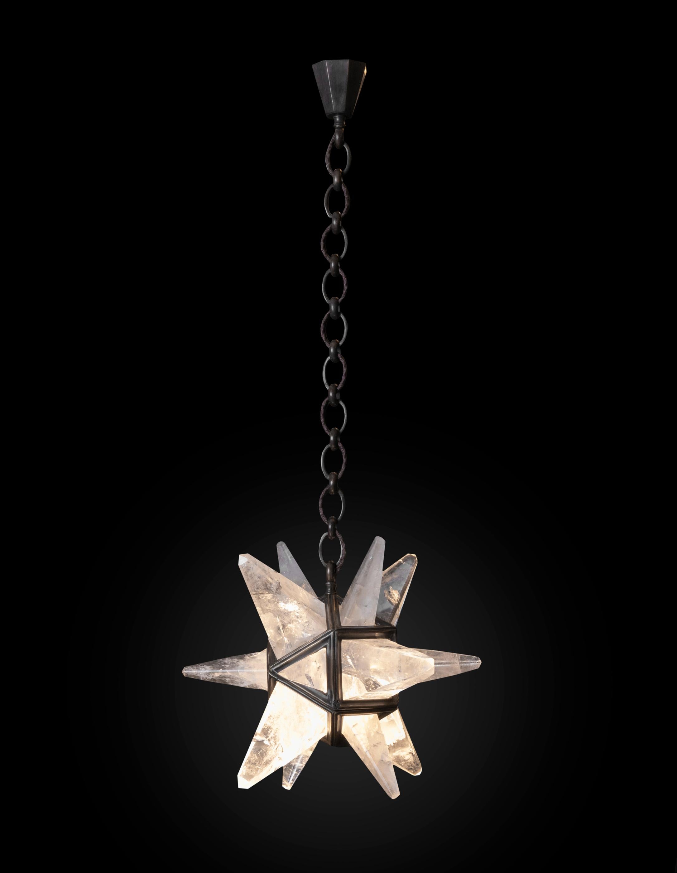 Art Deco Rock Crystal Star II Lighting By Alexandre Vossion For Sale