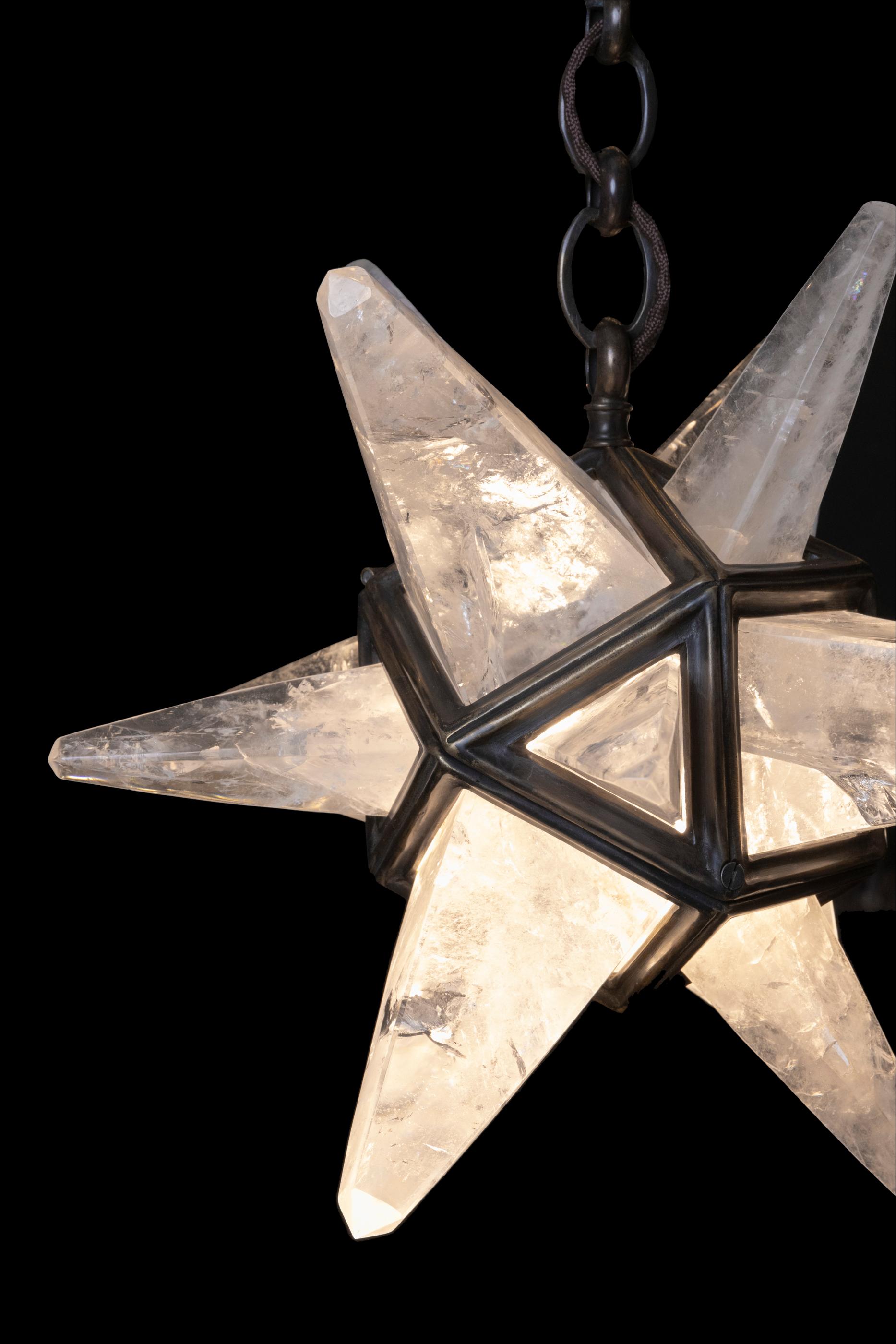 French Rock Crystal Star II Lighting By Alexandre Vossion For Sale