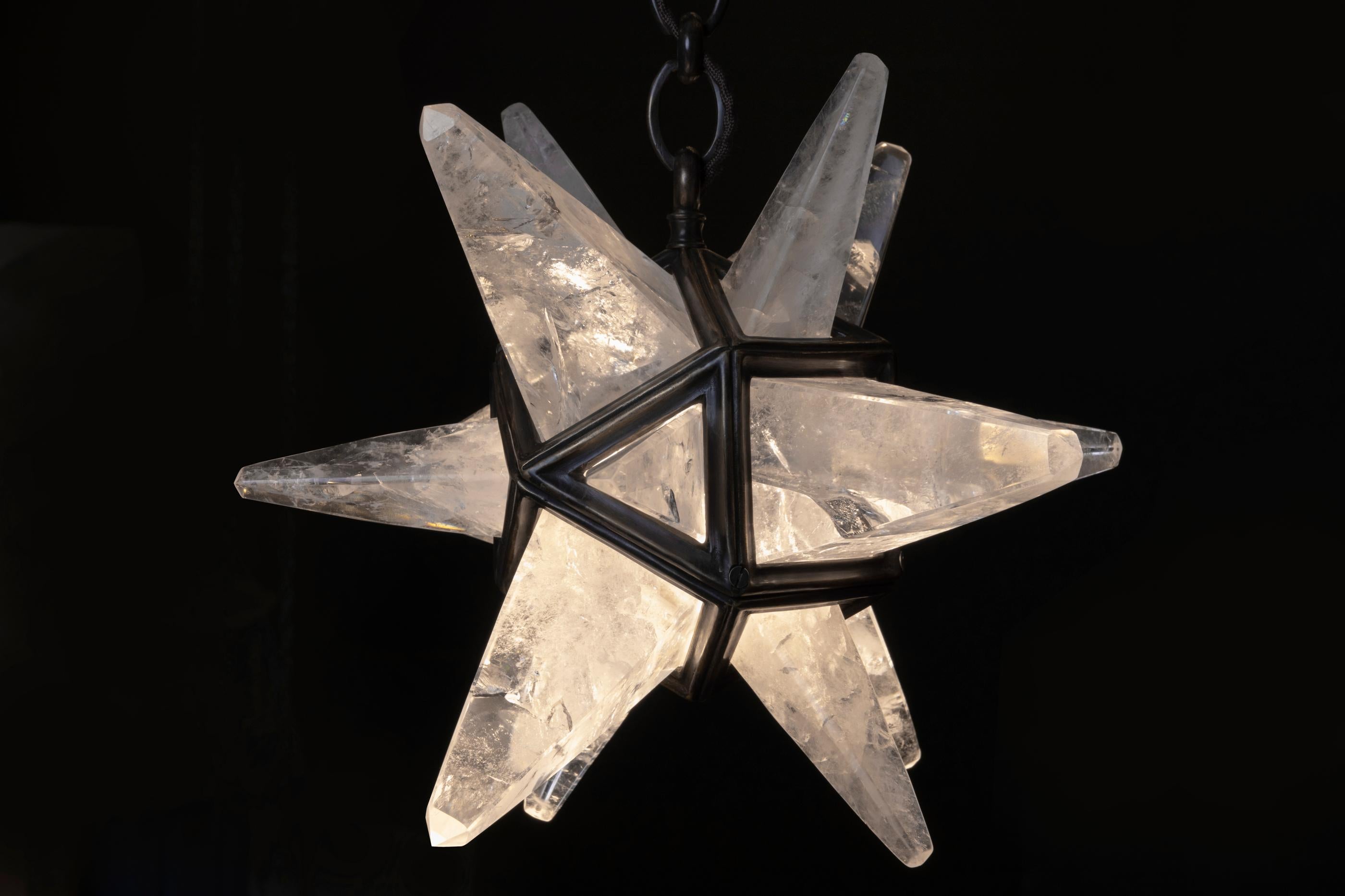 Bronze Rock Crystal Star II Lighting By Alexandre Vossion For Sale