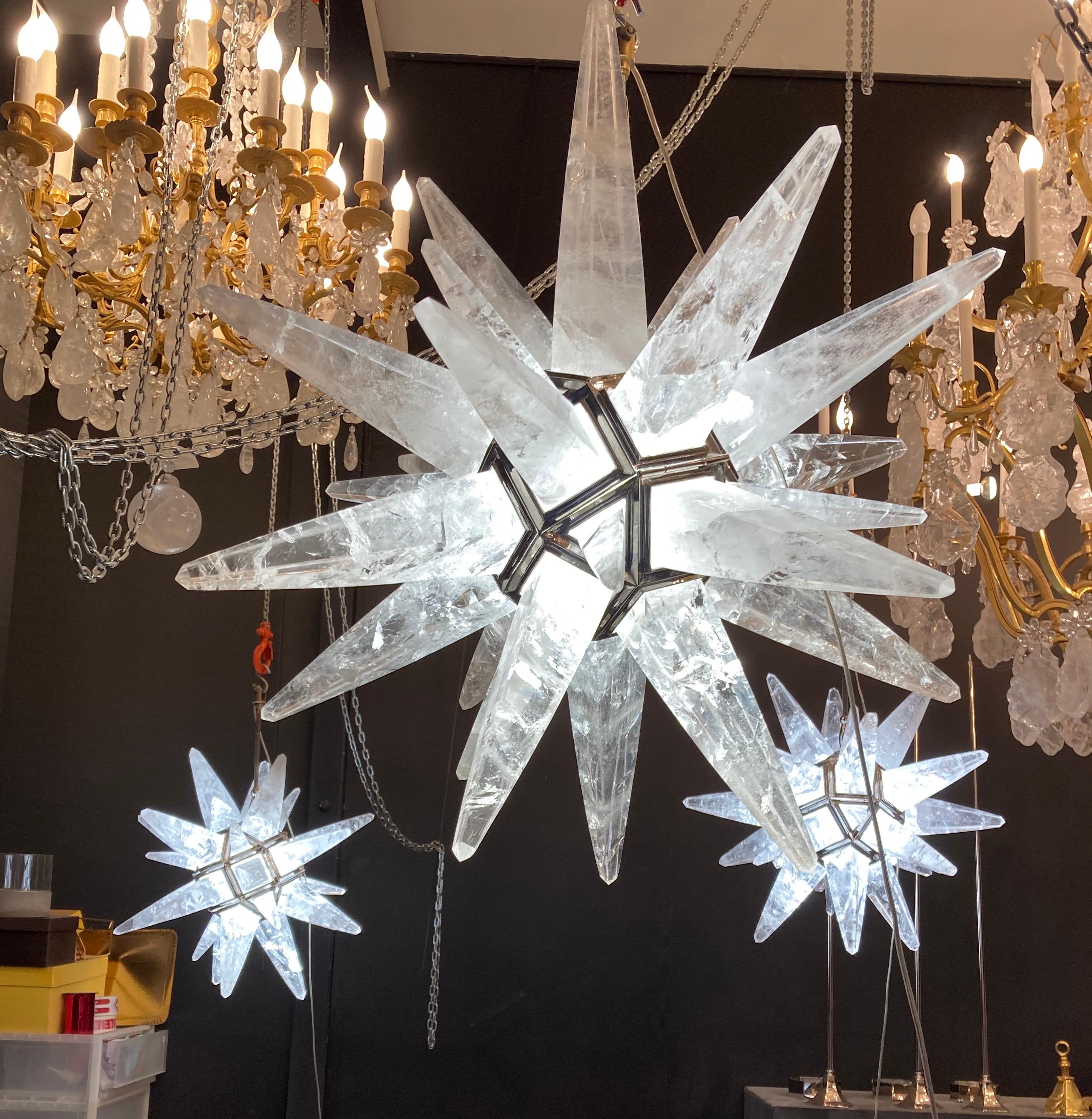 Rock Crystal Stars Lightings by Alexandre Vossion For Sale 3